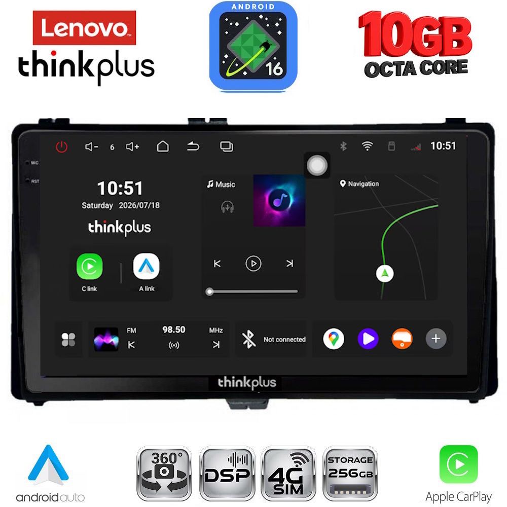 LTM11703_16 LENOVO LTM 11703A_CPA (9inc) MULTIMEDIA TABLET for TOYOTA AURIS mod. 2015-2021 – AYGO X mod. 2022-2026 – COROLLA mod. 2017-2019 - Image 1