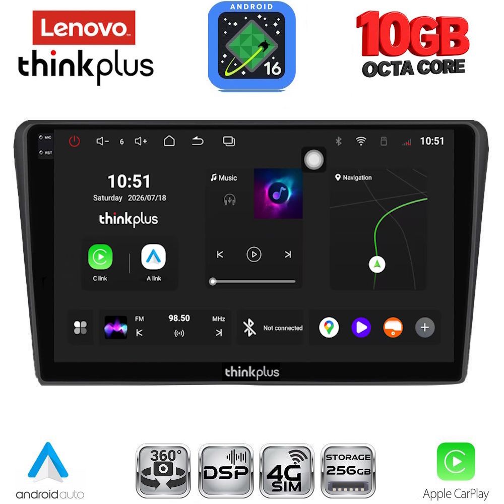 LTM11704BL_16 LENOVO LTM 11704BL_CPA (9inc) MULTIMEDIA TABLET for TOYOTA AVENSIS (T25) mod. 2003-2009 (BLACK) - Image 1