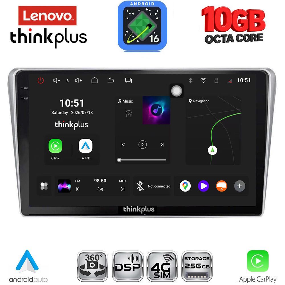 LTM11704SL_16 LENOVO LTM 11704SL_CPA (9inc) MULTIMEDIA TABLET for TOYOTA AVENSIS (T25) mod. 2003-2009 (SILVER) - Image 1