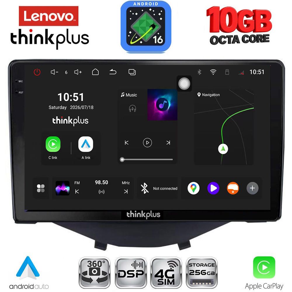 LTM11715_16 LENOVO LTM 11715_CPA CLIMA-A/C (9inc) MULTIMEDIA TABLET for CITROEN C1-PEUGEOT 108-TOYOTA AYGO mod. 2014-2022 - Image 1