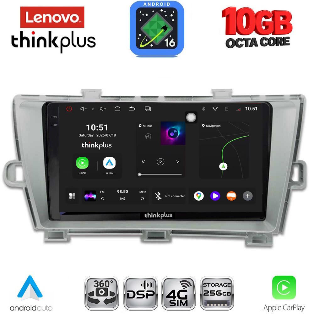 LTM11726_16 LENOVO LTM 11726SL_CPA (9inc) MULTIMEDIA TABLET for TOYOTA PRIUS mod. 2009-2015 (SILVER) - Image 1