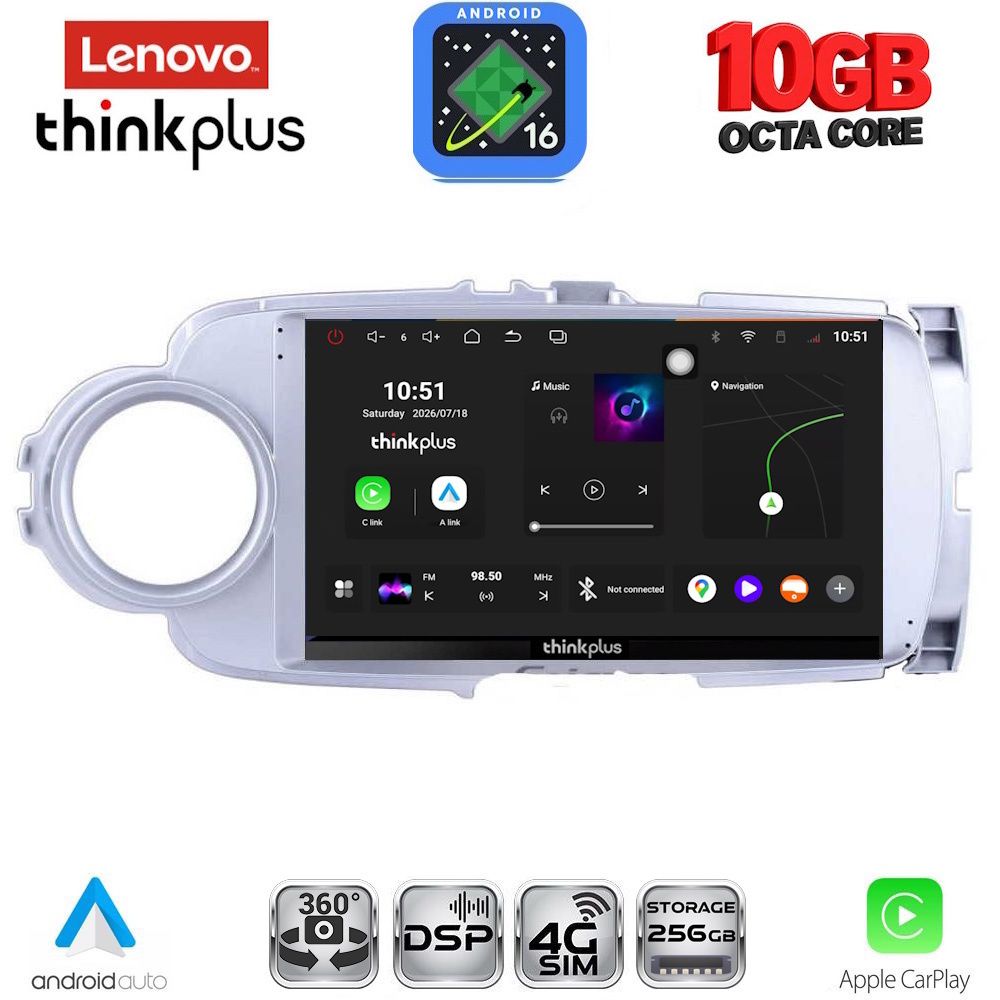 LTM11737SL_16 LENOVO LTM 11737SL_CPA (9inc) MULTIMEDIA TABLET for TOYOTA YARIS mod. 2011-2015 (SILVER) - Image 1