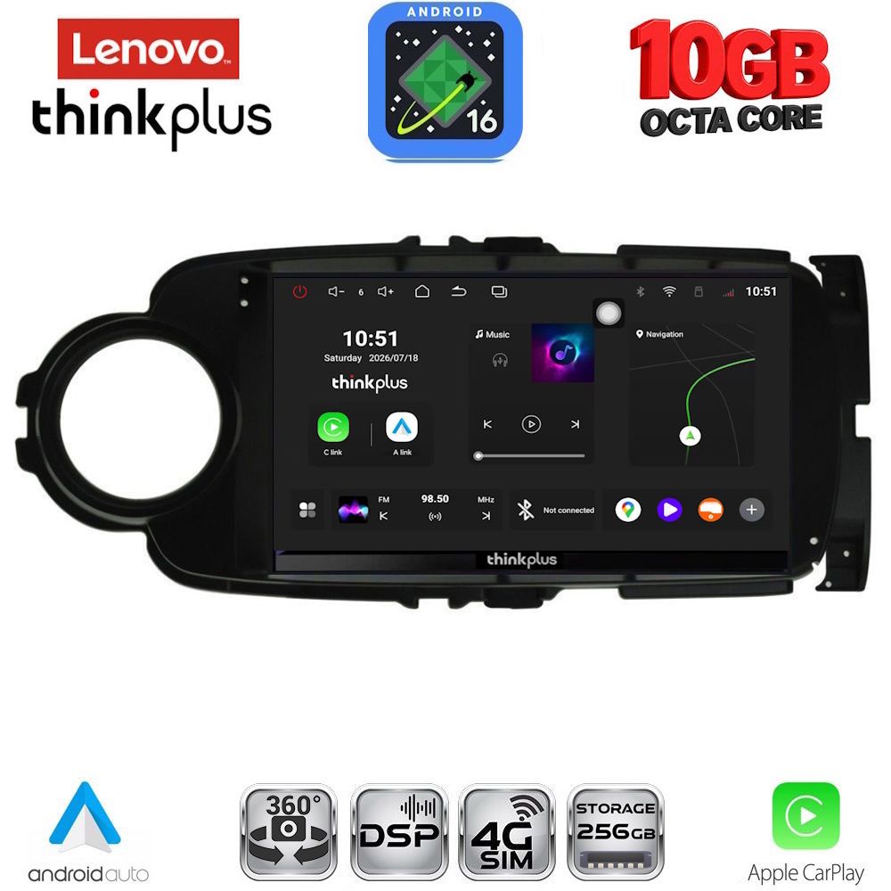 LTM11737_16 LENOVO LTM 11737BL_CPA (9inc) MULTIMEDIA TABLET for TOYOTA YARIS mod. 2011-2015 (BLACK) - Image 1