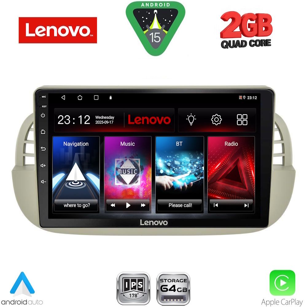 LVD2130BG_15 LENOVO LVD 2130BG_CPA (9inc) MULTIMEDIA TABLET for FIAT 500 mod. 2007-2015 (BEIGE) - Image 1
