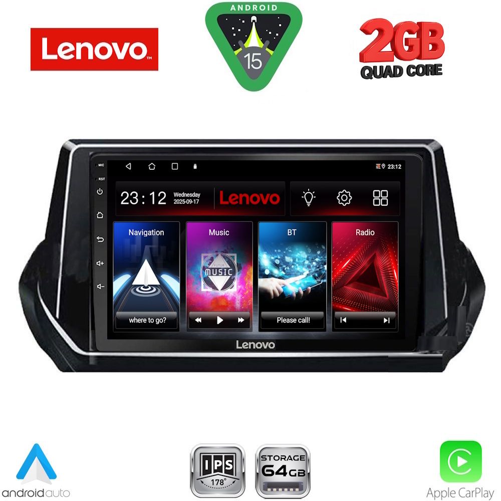 LVD2509_15 LENOVO LVD 2509_CPA (9inc) MULTIMEDIA TABLET for PEUGEOT 208 - 2008 mod. 2021-2026 - Image 1
