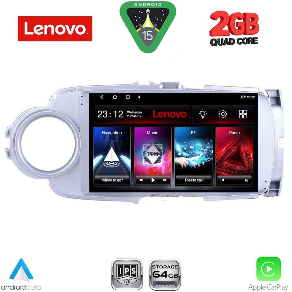 LVD2737SL_15 LENOVO LVD 2737SL_CPA (9inc) MULTIMEDIA TABLET for TOYOTA YARIS mod. 2011-2015 (SILVER) - Image 1
