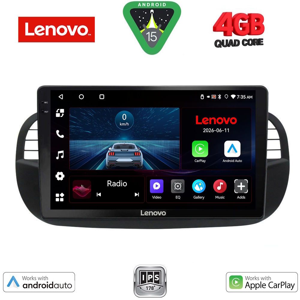 LVE7130_15 LENOVO LVE 8130BL_CPAA (9inc) MULTIMEDIA TABLET for FIAT 500 mod. 2007-2015 (BLACK) - Image 1