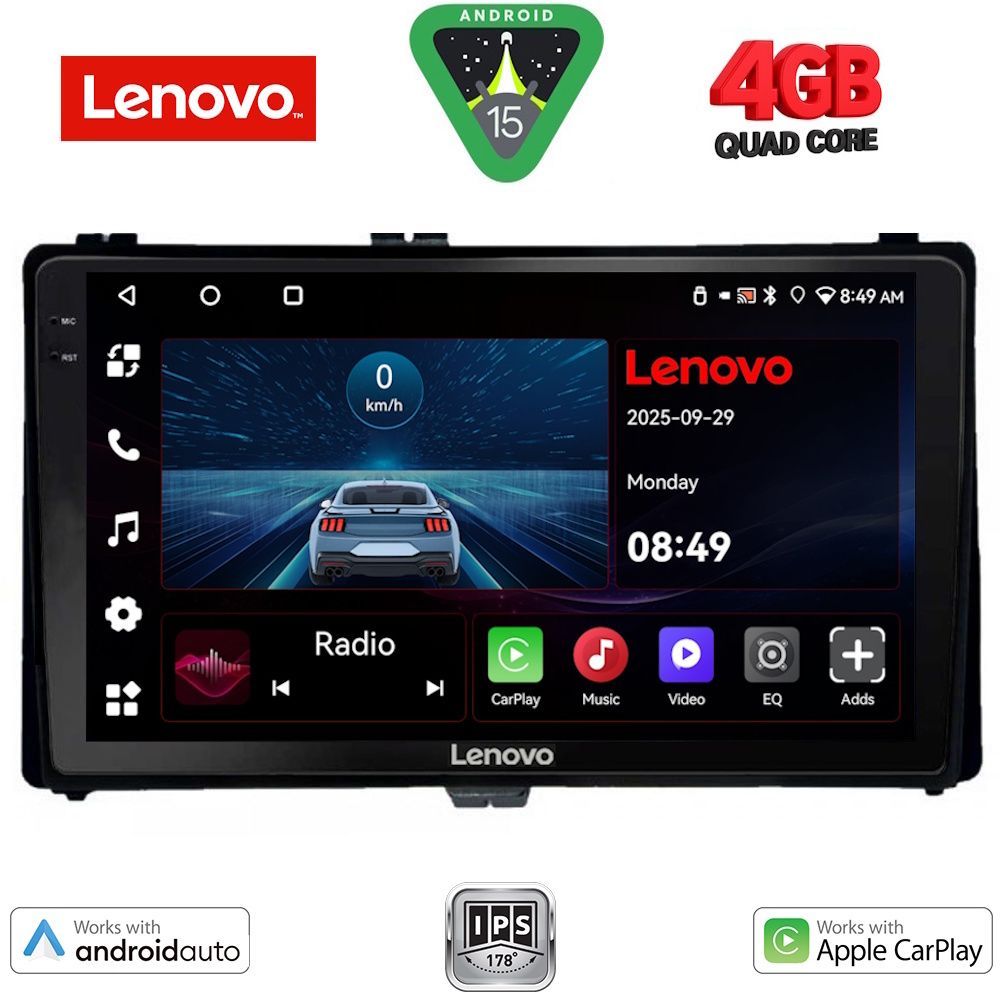 LVE8703_15 LENOVO LVE 8703A_CPAA (9inc) MULTIMEDIA TABLET for TOYOTA AURIS mod. 2015-2021 – AYGO X mod. 2022-2026 – COROLLA mod. 2017-2019 - Image 1