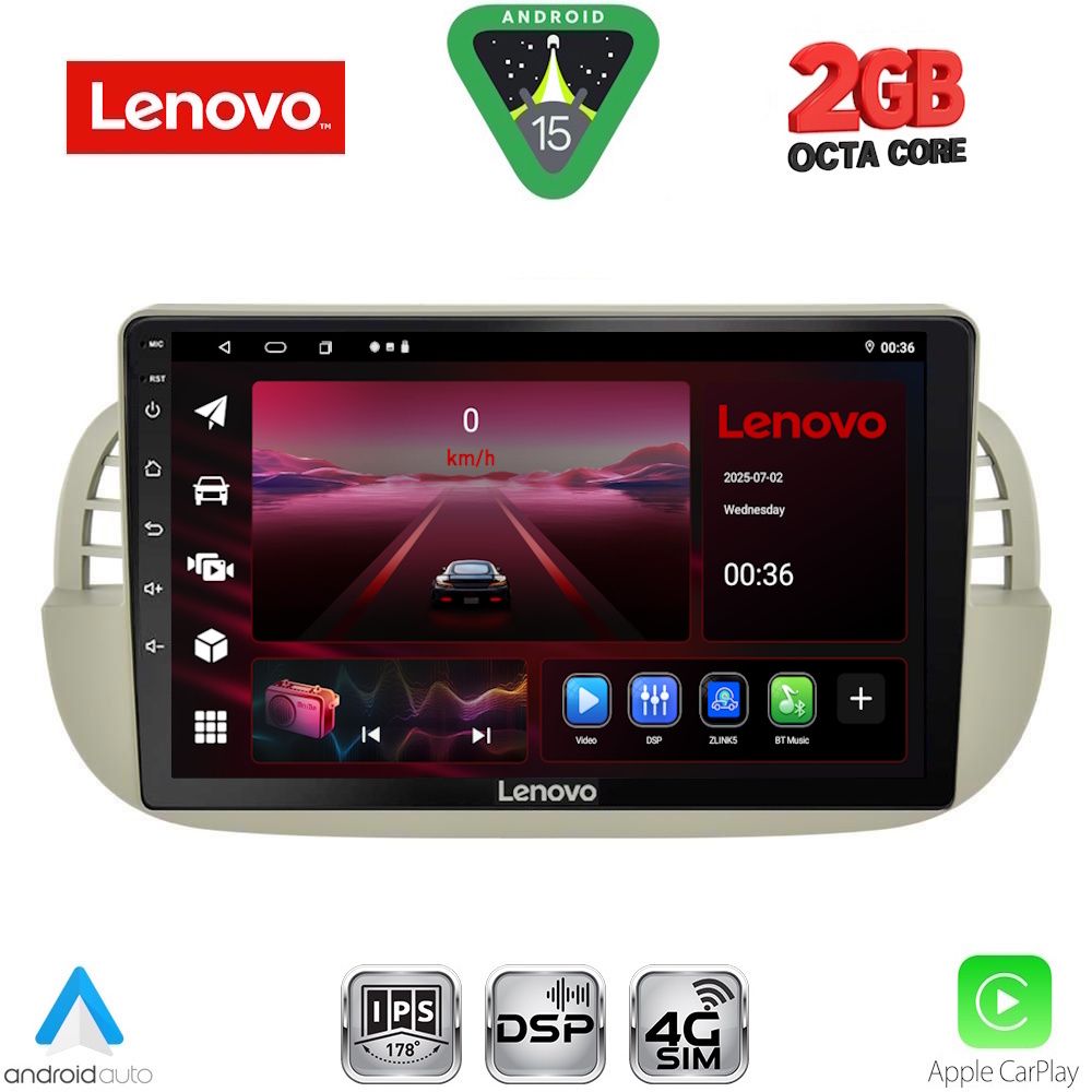 LVF5130BG_15_ LENOVO LVF 5130BG_CPA (9inc) MULTIMEDIA TABLET for FIAT 500 mod. 2007-2015 (BEIGE) - Image 1