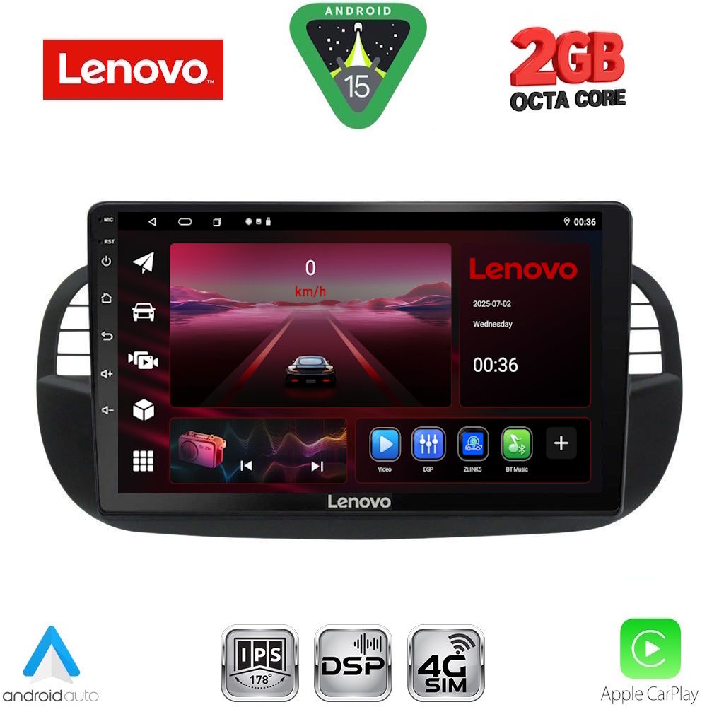 LVF5130_15_ LENOVO LVF 5130BL_CPA (9inc) MULTIMEDIA TABLET for FIAT 500 mod. 2007-2015 (BLACK) - Image 1