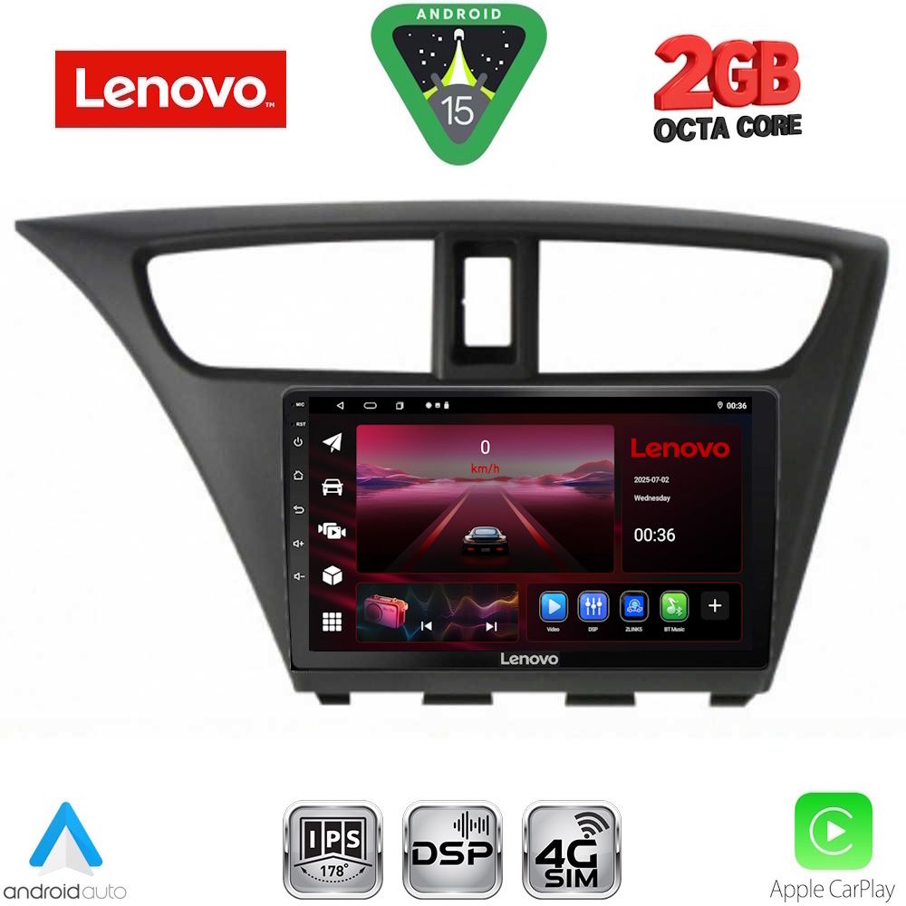 LVF5190_15_ LENOVO LVF 5190_CPA (9inc) MULTIMEDIA TABLET for HONDA CIVIC mod. 2012-2016 - Image 1