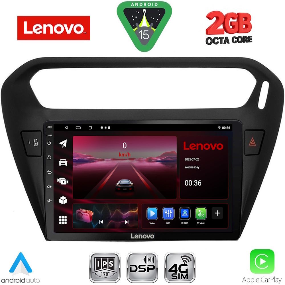 LVF5511BL_15_ LENOVO LVF 5511BL_CPA (9inc) MULTIMEDIA TABLET for CITROEN ELYSEE – PEUGEOT 301 mod. 2013-2026 (BLACK) - Image 1