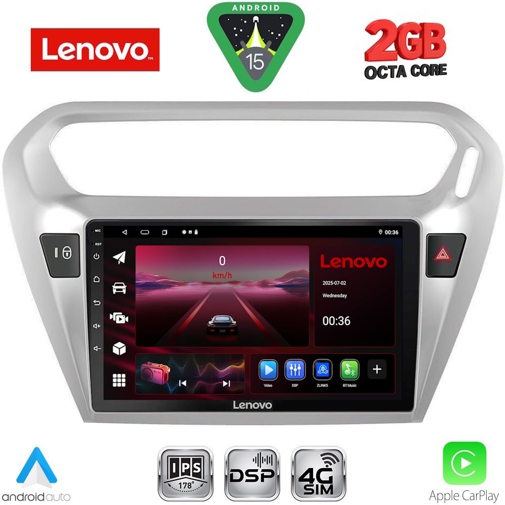 LVF5511SL_15_ LENOVO LVF 5511SL_CPA (9inc) MULTIMEDIA TABLET for CITROEN ELYSEE – PEUGEOT 301 mod. 2013-2026 (SILVER) - Image 1