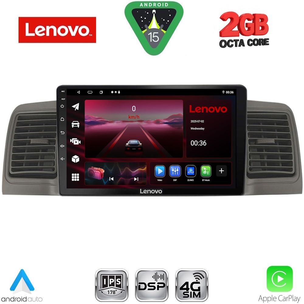 LVF5712GR_15_ LENOVO LVF 5712GR_CPA (9inc) MULTIMEDIA TABLET for TOYOTA COROLLA mod. 2001-2006 (GREY) - Image 1