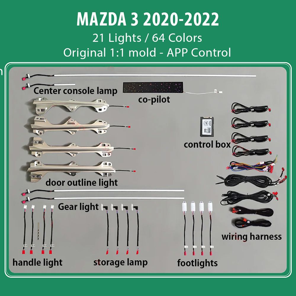 Mazda_3_2020-22_Ambient_21_lights_01 DIQ AMBIENT MAZDA 3 (BP) mod. 2019> (Digital iQ Ambient Light Mazda 3 (BP) mod. 2019> with 21 Lights) - Image 1