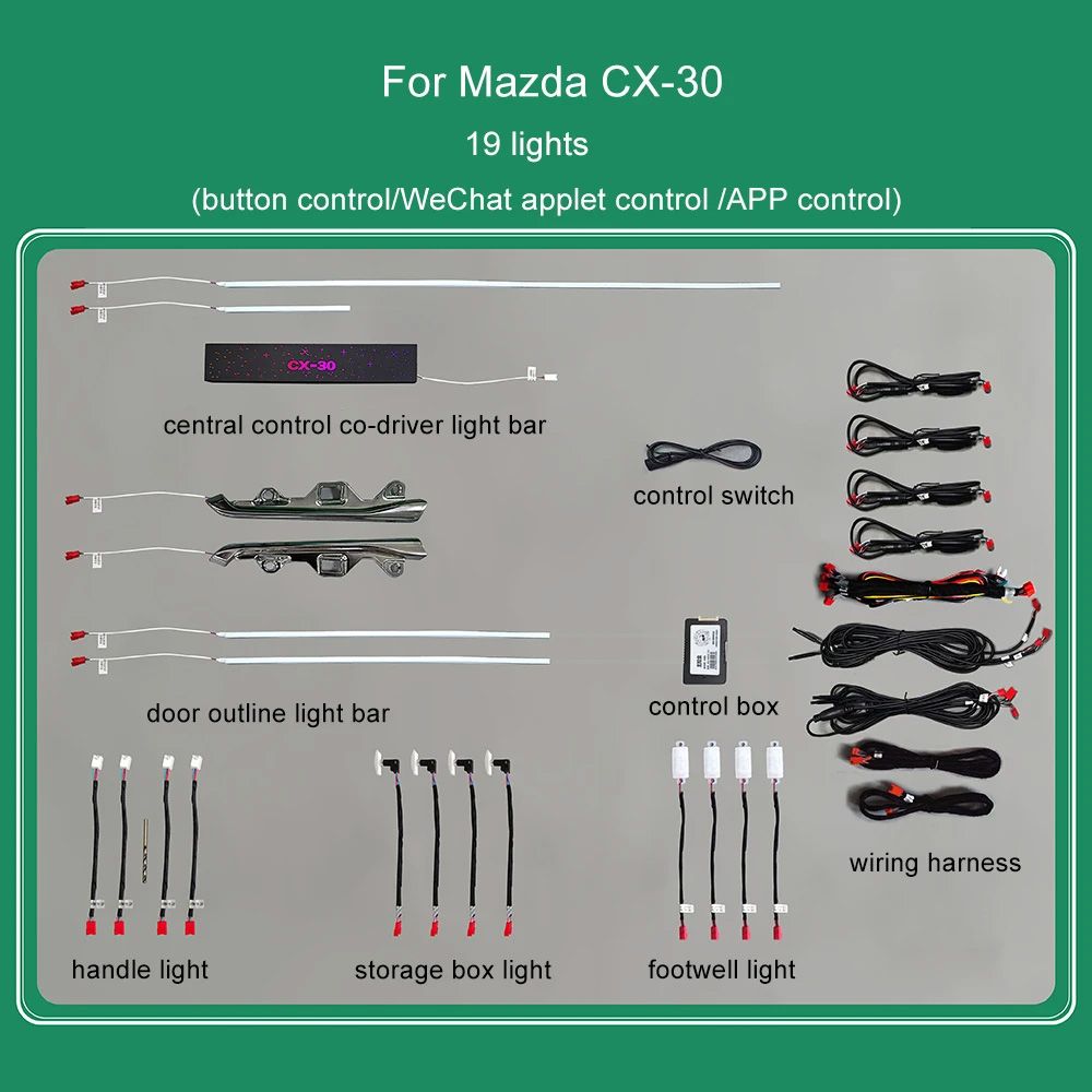 Mazda_CX30_2019-22_Ambient_19_lights_01 DIQ AMBIENT MAZDA CX-30 (DM) mod.2019> (Digital iQ Ambient Light for Mazda CX-30 mod. 2019> with 19 Lights) - Image 1