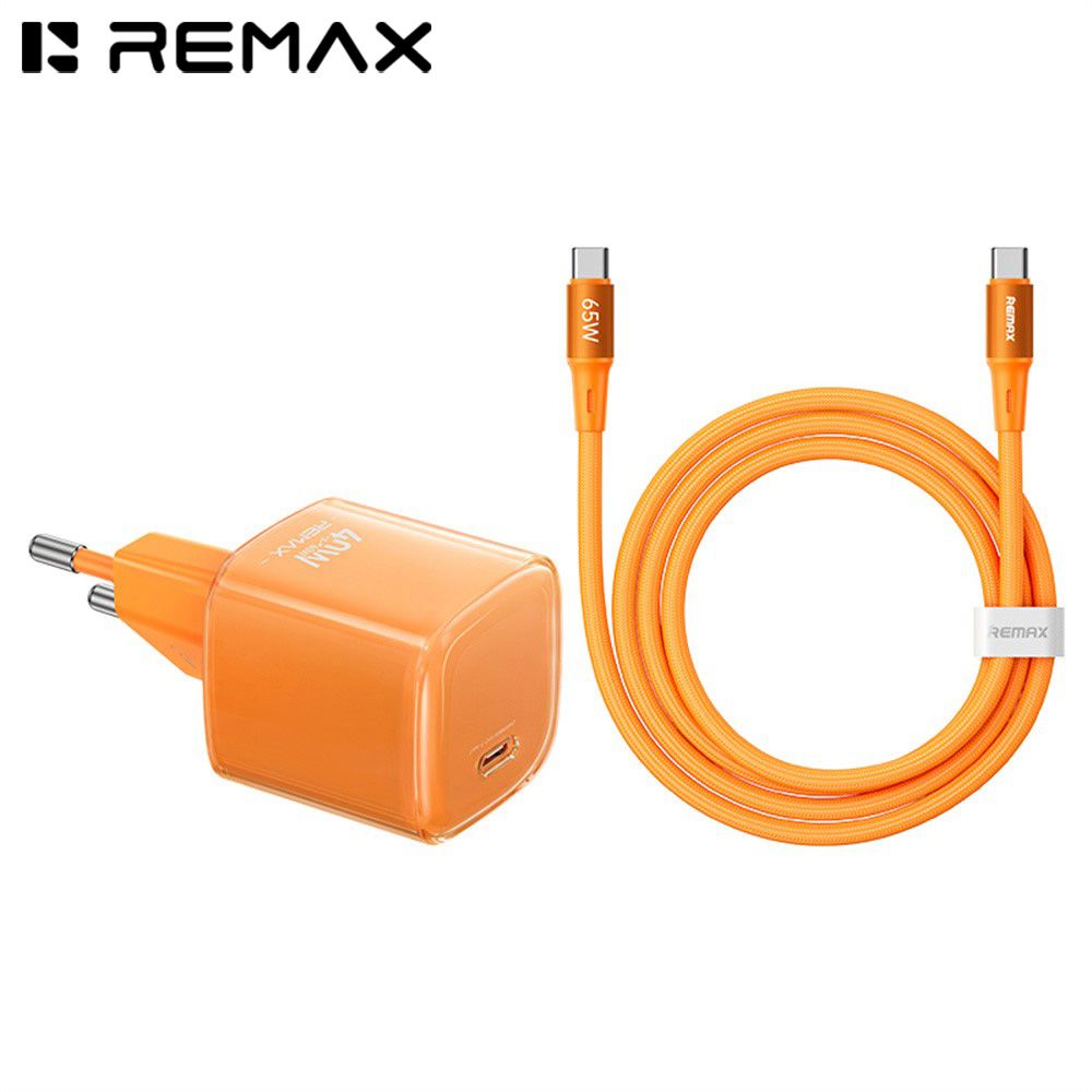 REMAX_CA-26C60W_Orange REMAX CA-26 (C60W) GaN FAST CHARGER with USB-C Cable (ORANGE) - Image 1