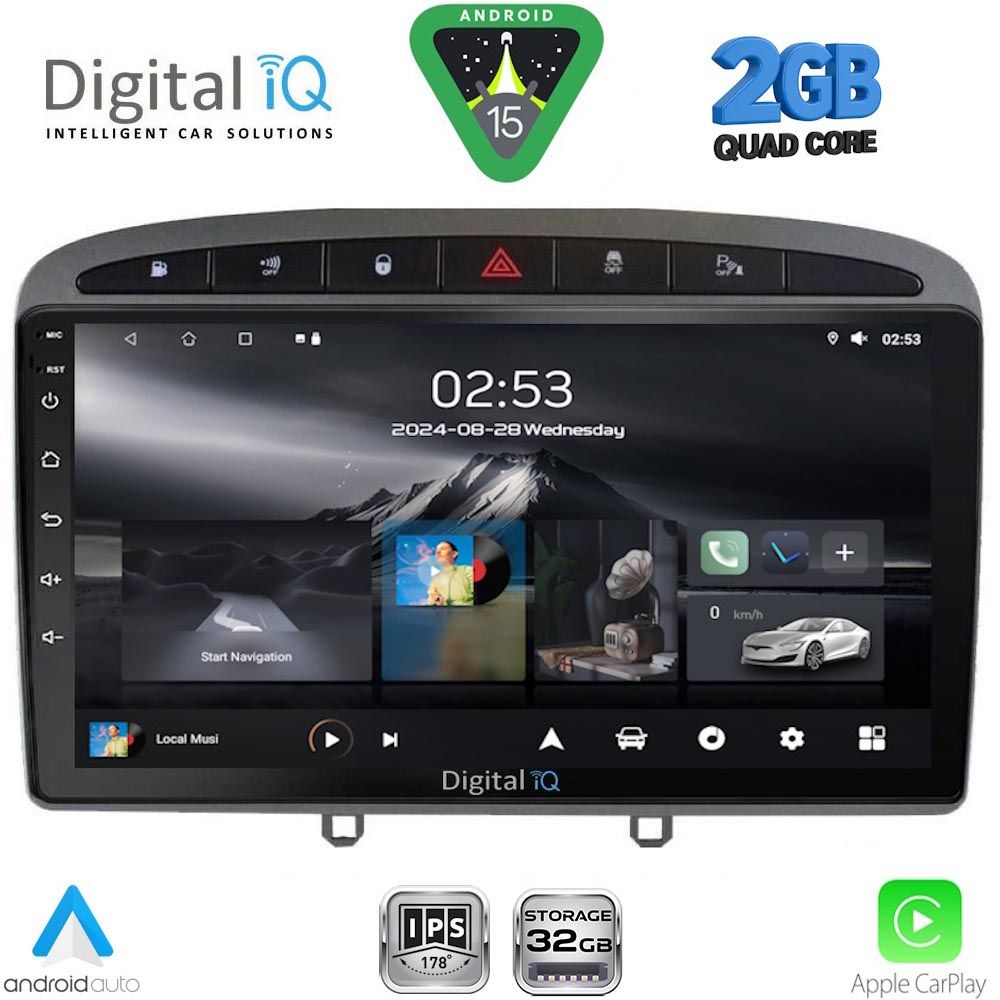 RSD1513GR_15 DIGITAL IQ RSD 1513GR_CPA (9inc) MULTIMEDIA TABLET for PEUGEOT 308 mod.2007-2012 - RCZ mod.2009-2015 (GREY) - Image 1