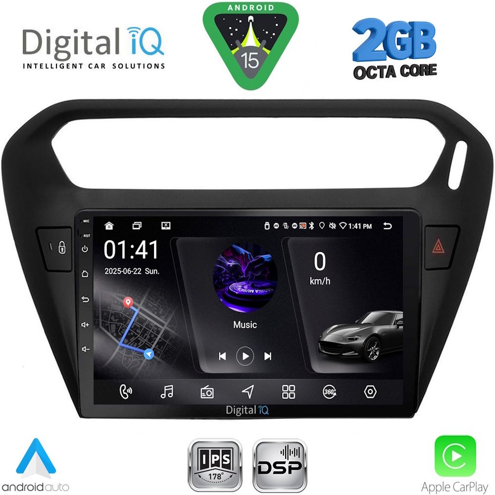 RSF4511BL_15 DIGITAL IQ RSF 4511BL_CPA (9inc) MULTIMEDIA TABLET for CITROEN ELYSEE – PEUGEOT 301 mod. 2013-2026 (BLACK) - Image 1