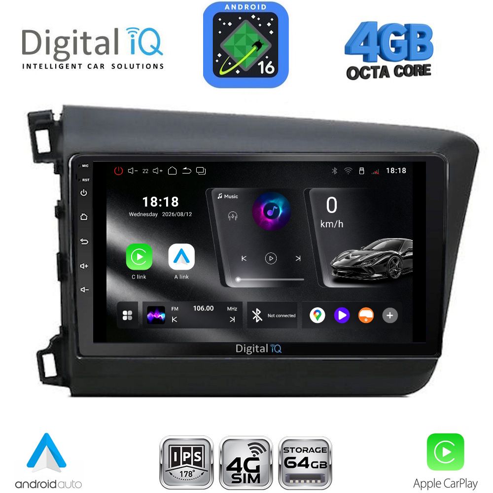 RTG61904D_16 DIGITAL IQ RTG 61904D_CPA (9inc) MULTIMEDIA TABLET for HONDA CIVIC 4Doors mod. 2012-2016 - Image 1
