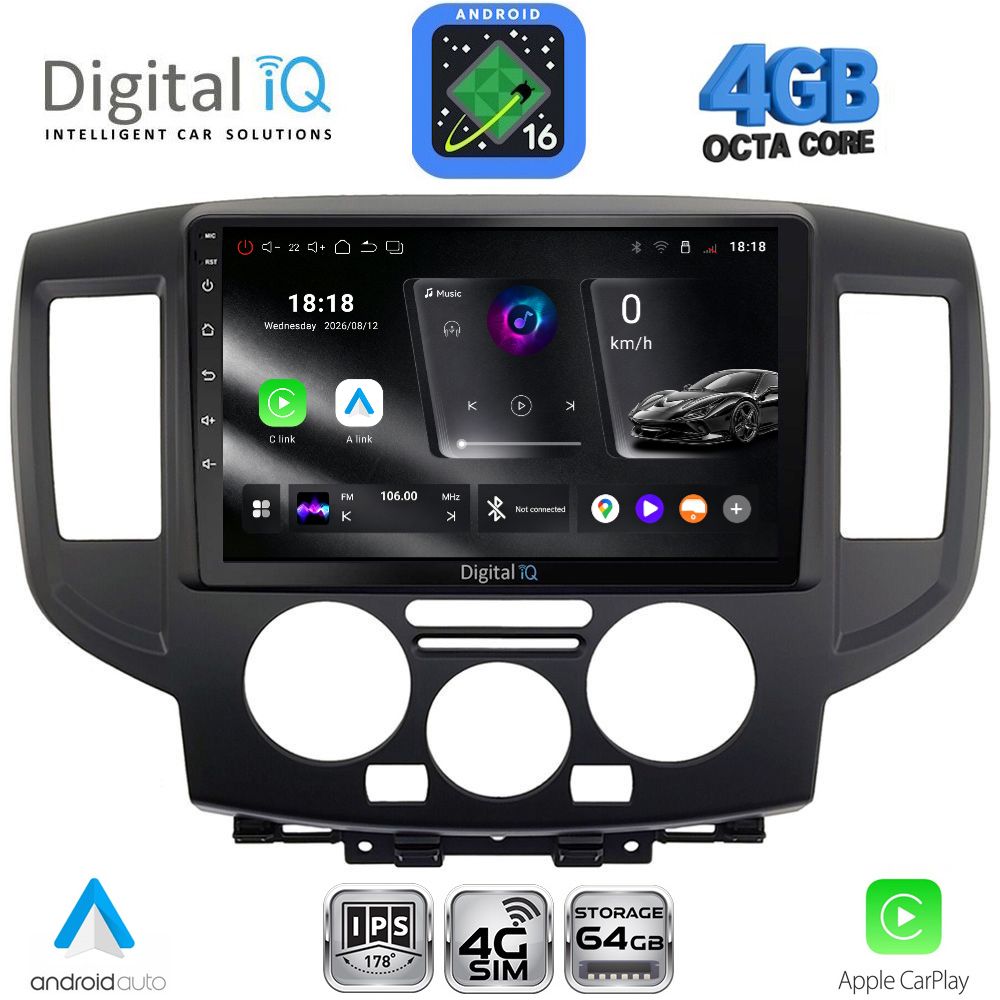 RTG6458BL_16 DIGITAL IQ RTG 6458BL_CPA (9inc) MULTIMEDIA TABLET for NISSAN NV 200 mod. 2009-2020 (BLACk) - Image 1