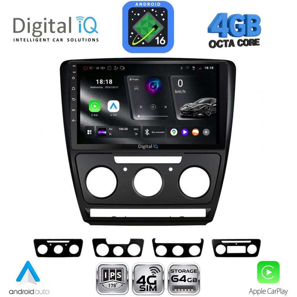 RTG6595BL_16 DIGITAL IQ RTG 6595BL_CPA (10inc) MULTIMEDIA TABLET for SKODA OCTAVIA 5 mod. 2005-2012 (BLACK) - Image 1