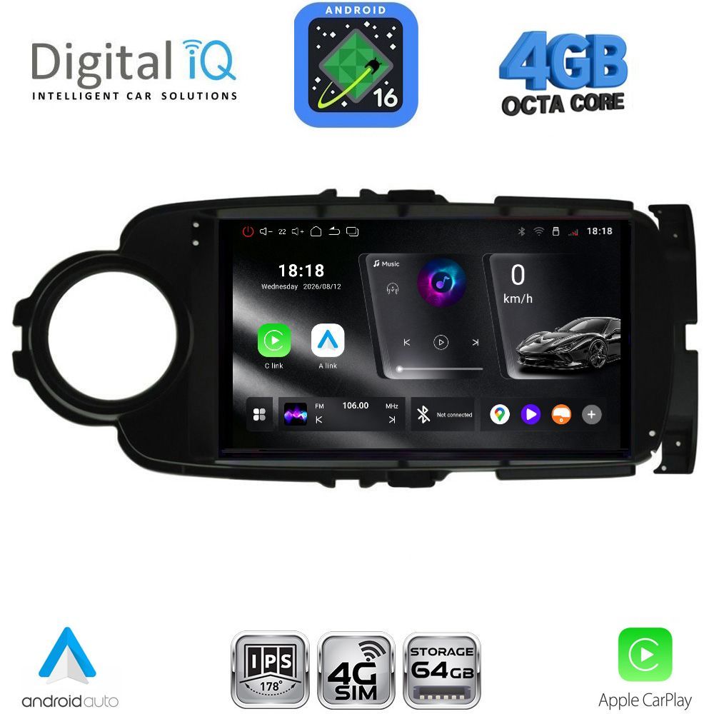 RTG6737_16 DIGITAL IQ RTG 6737BL_CPA (9inc) MULTIMEDIA TABLET for TOYOTA YARIS mod. 2011-2015 (BLACK) - Image 1