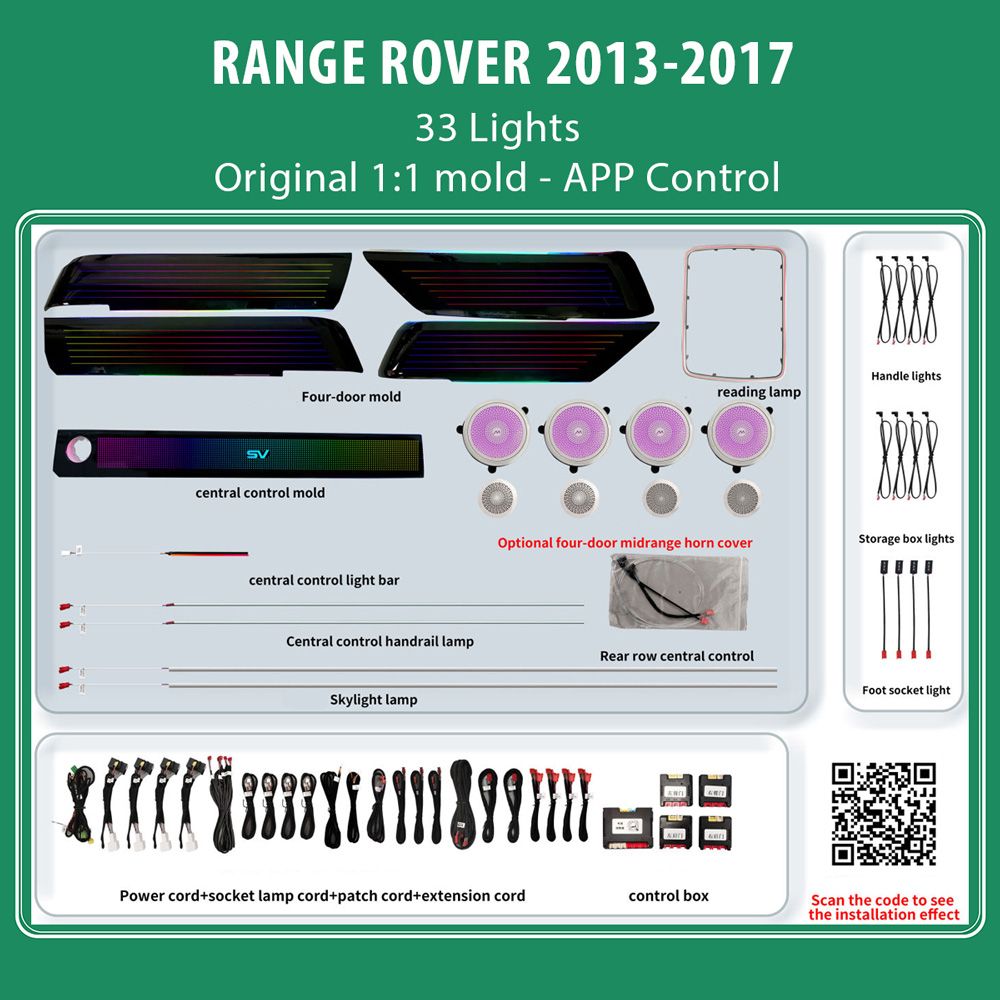 Range_Rover_2013-17_ambient_Full_kit_01 DIQ AMBIENT LR RANGE ROVER (L405) FULL mod. 2013-2017 (Digital iQ Ambient Light for LAND ROVER RANGE ROVER L405 mod. 2013-2017 with 33 Lights) - Image 1