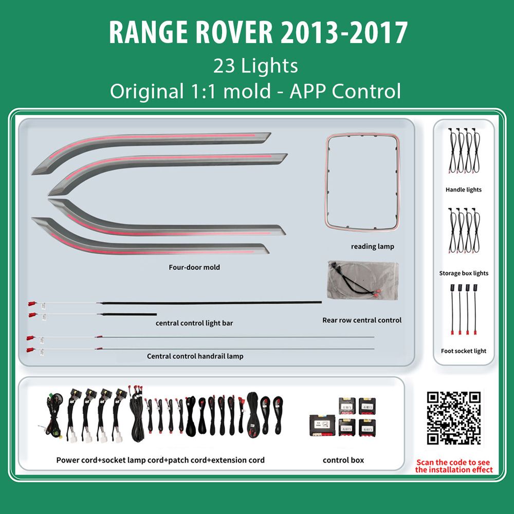 Range_Rover_2013-17_ambient_door_kit_01 DIQ AMBIENT LR RANGE ROVER (L405) SM mod. 2013-2017 (Digital iQ Ambient Light for LAND ROVER RANGE ROVER L405 mod. 2013-2017 with 23 Lights) - Image 1