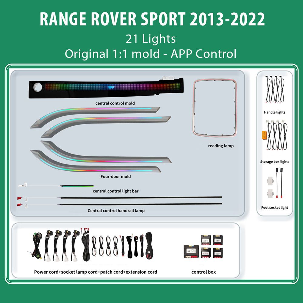 Range_Rover_2013-22_TRIM2_01 DIQ AMBIENT RANGE ROVER SPORT (L494) TRIM mod. 2013-2022 (Digital iQ Ambient Light for LAND ROVER RANGE ROVER SPORT L494 mod. 2013-2021 with 21 Lights) - Image 1