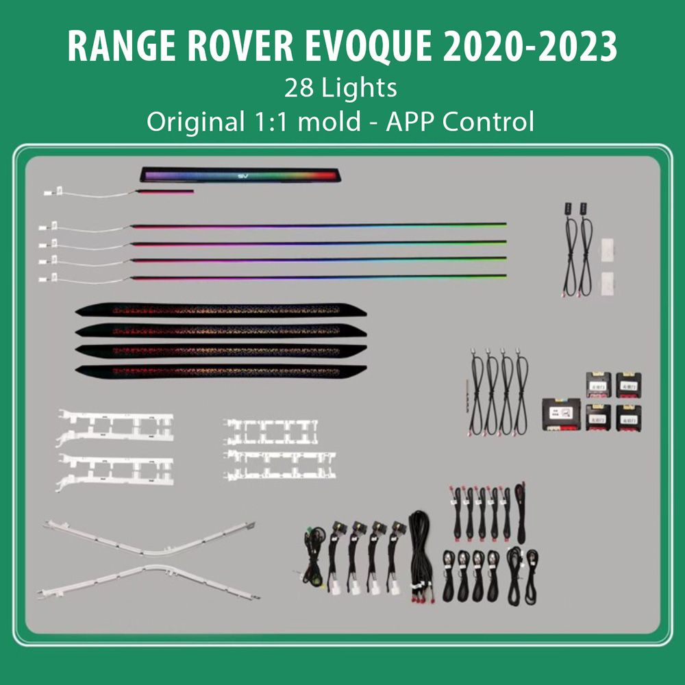 Range_Rover_Evoque_2020-23_28L_01-1 DIQ AMBIENT LR RANGE ROVER EVOQUE (L551) TRIM mod. 2018-2023 (Digital iQ Ambient Light for LAND ROVER RANGE ROVER EVOQUE L551 mod. 2018-2023 with 28 Lights) - Image 1