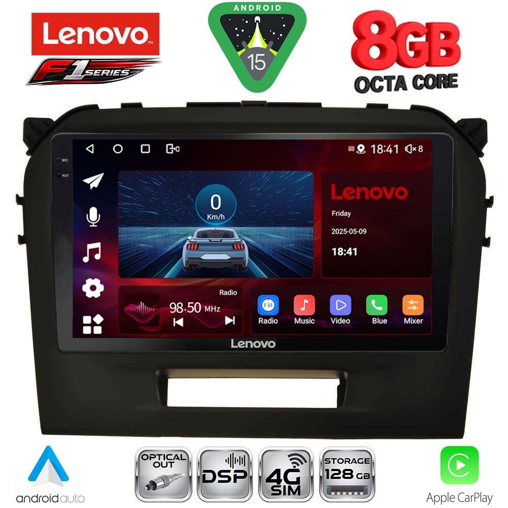 SSR10697_15 LENOVO SSR 10697BL_CPA (9inc) MULTIMEDIA TABLET for SUZUKI VITARA mod. 2016-2022 (BLACK) - Image 1