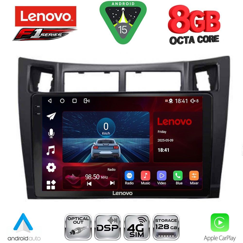 SSR10736_15 LENOVO SSR 10736BL_CPA (9inc) MULTIMEDIA TABLET for TOYOTA YARIS mod. 2006-2011 (BLACK) - Image 1
