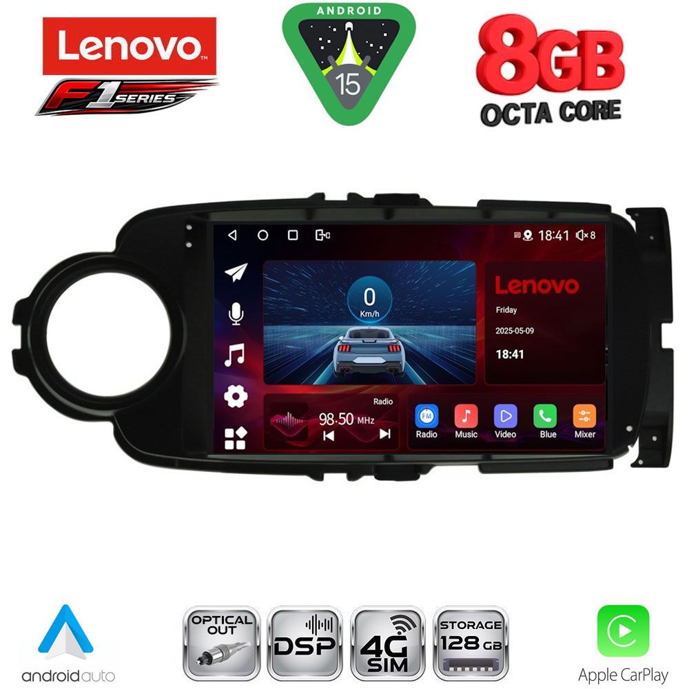 SSR10737BL_15 LENOVO SSR 10737BL_CPA (9inc) MULTIMEDIA TABLET for TOYOTA YARIS mod. 2011-2015 (BLACK) - Image 1