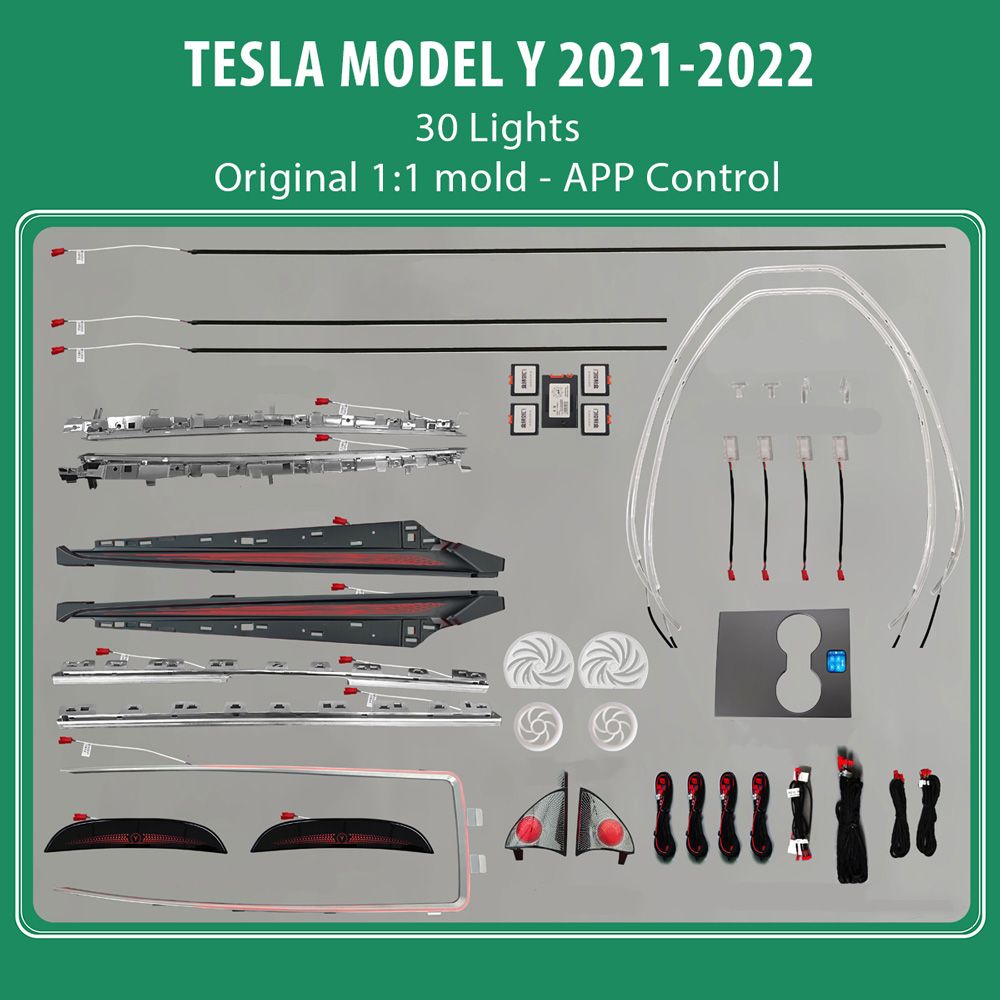 TESLA_MODEL_Y_2021-22_Ambient_30L_01_ DIQ AMBIENT TESLA MODEL Y (FK) mod. 2021> FULL KIT (Digital iQ Ambient Light for Tesla Model Y mod. 2021> WITH 30 Lights Full Kit) - Image 1