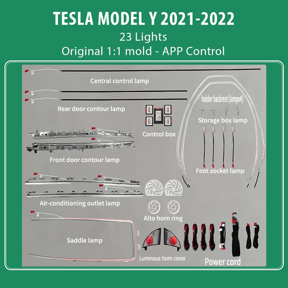 Tesla_Model_Y_2021-22_Ambient_23_lights_01 DIQ AMBIENT TESLA MODEL Y mod. 2021> (Digital iQ Ambient Light for Tesla Model Y mod. 2021> with 23 Lights) - Image 1