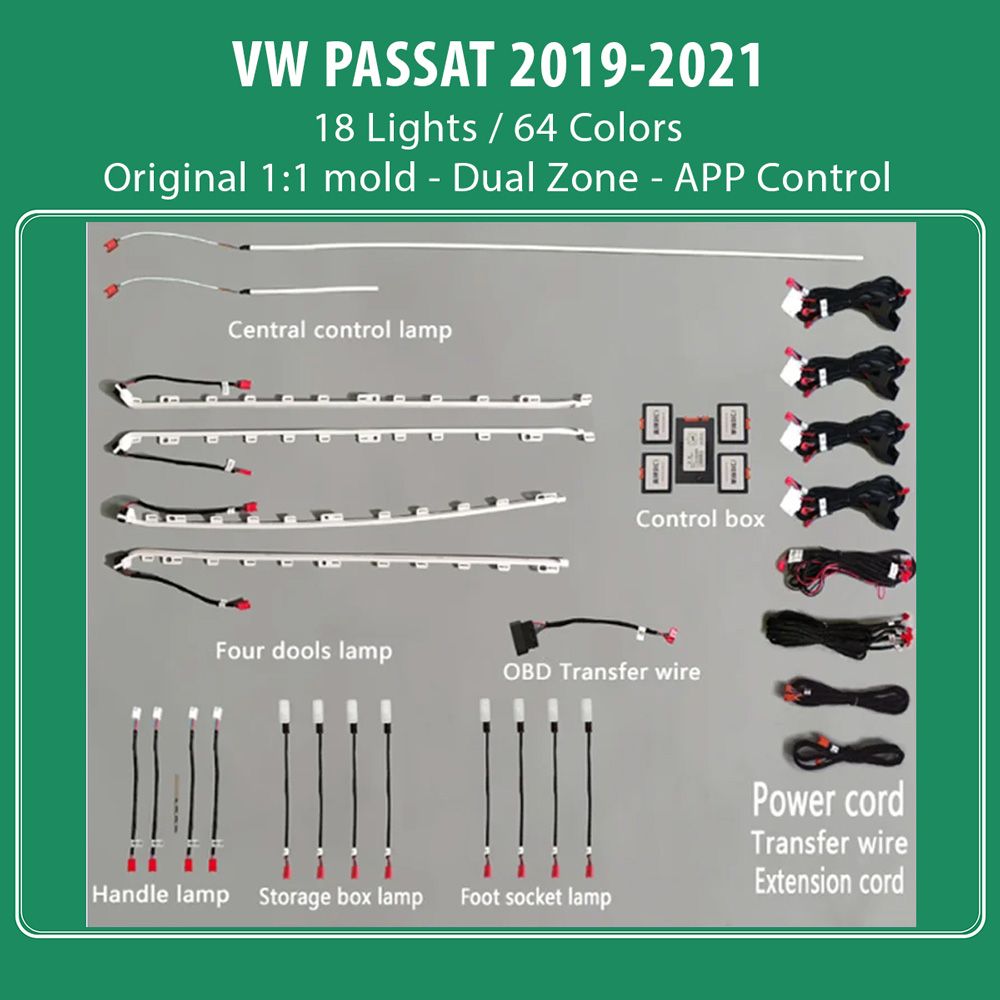 VW-Passat_2019-21_Ambient_18_lights_01 DIQ AMBIENT VW PASSAT III mod. 2019-2023 (Digital iQ Ambient Light for VW Passat mod. 2019-2023 with 18 Lights) - Image 1