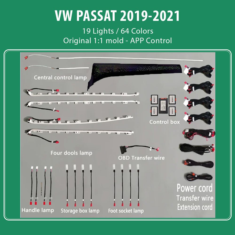 VW-Passat_2019-21_Ambient_19_lights_01 DIQ AMBIENT VW PASSAT III (TRIM) mod. 2019-2023 (Digital iQ Ambient Light for VW Passat mod. 2019-2023 with 19 Lights) - Image 1